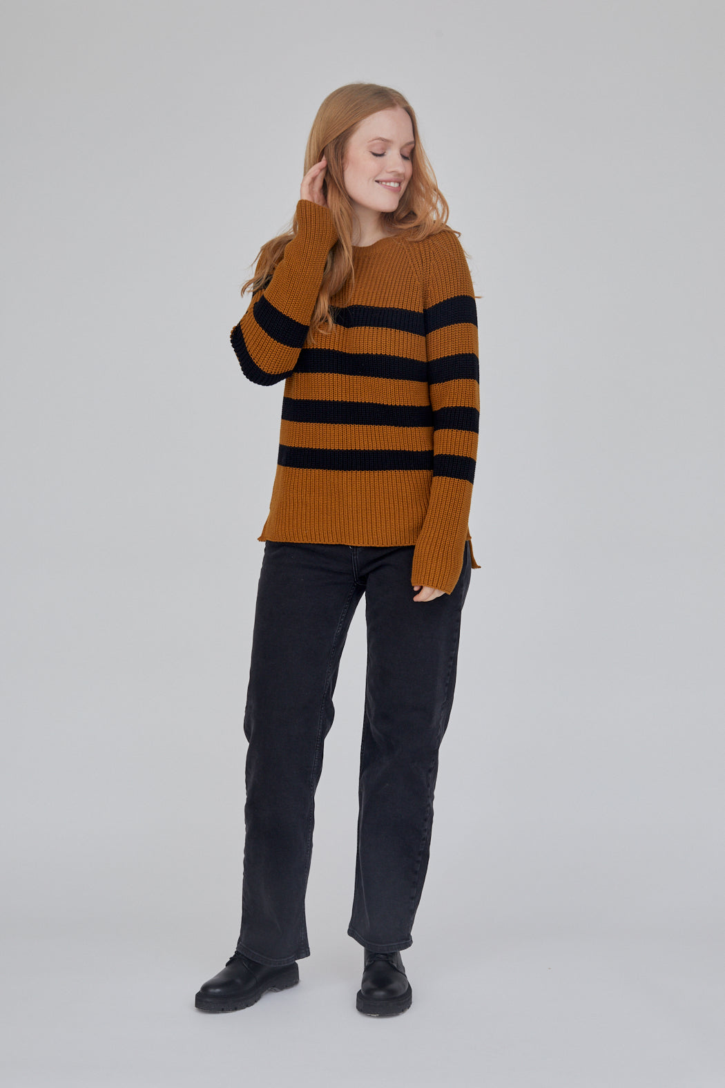 Basic Apparel Sweety Sweater Striped Sweaters 515 Bronze Brown/Black Stripe